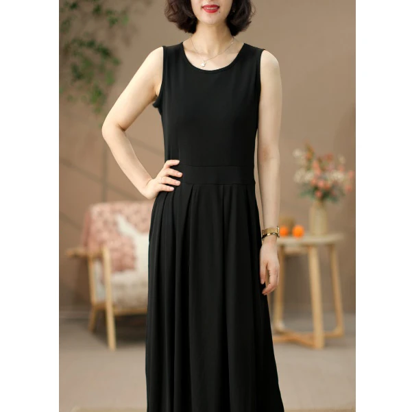 夏季新款细坑条针织棉背心裙女时尚显瘦百搭无袖连衣裙有口袋