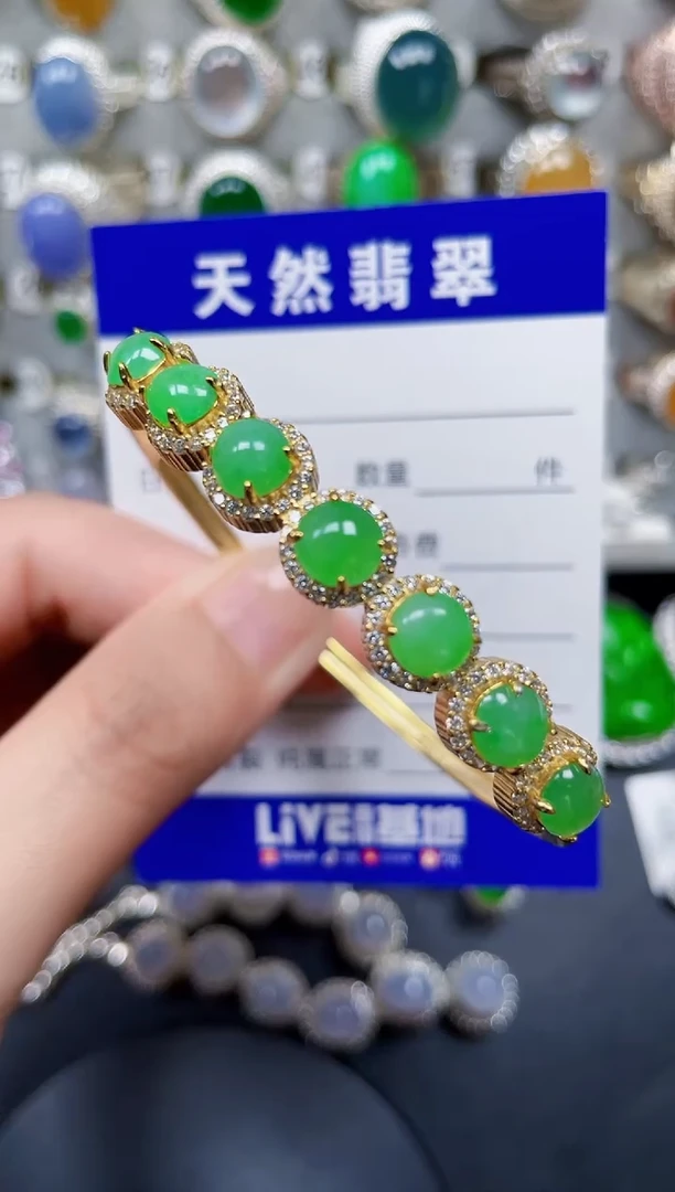 银S925镶嵌手镯翡翠432
