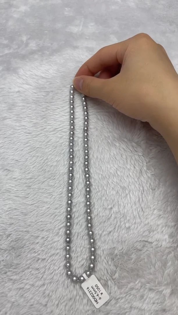 项链银S925镶嵌海水珍珠AK真多麻6-6.5mm