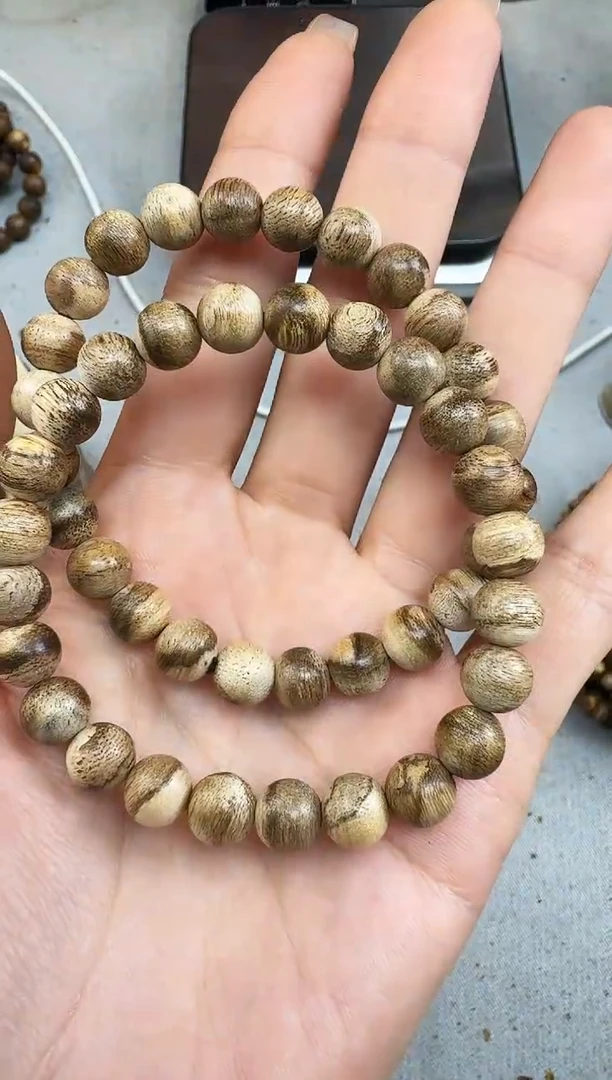 沉香手串08海南树心格圆珠单圈多样性发一