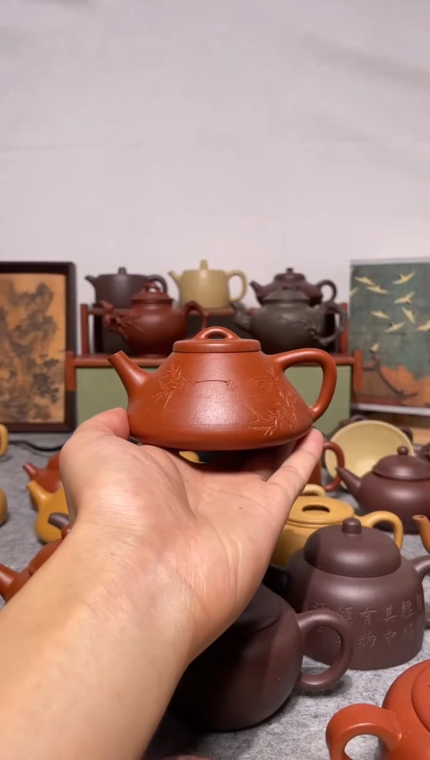 茶壶紫砂封釉黄龙山红泥子冶石瓢200cc