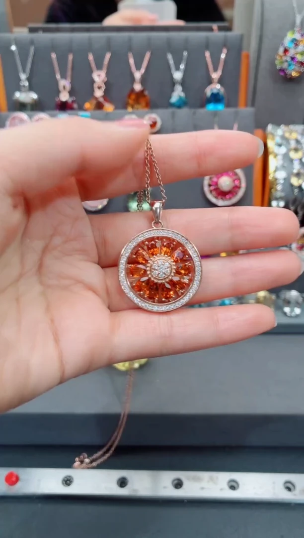 吊坠(赠链)银S925镶嵌黄晶黄晶吊坠