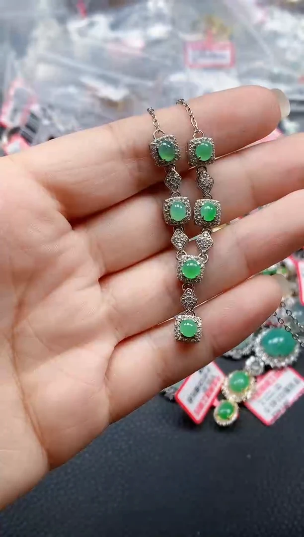 银S925镶嵌戒指翡翠天然A货缅甸翡翠