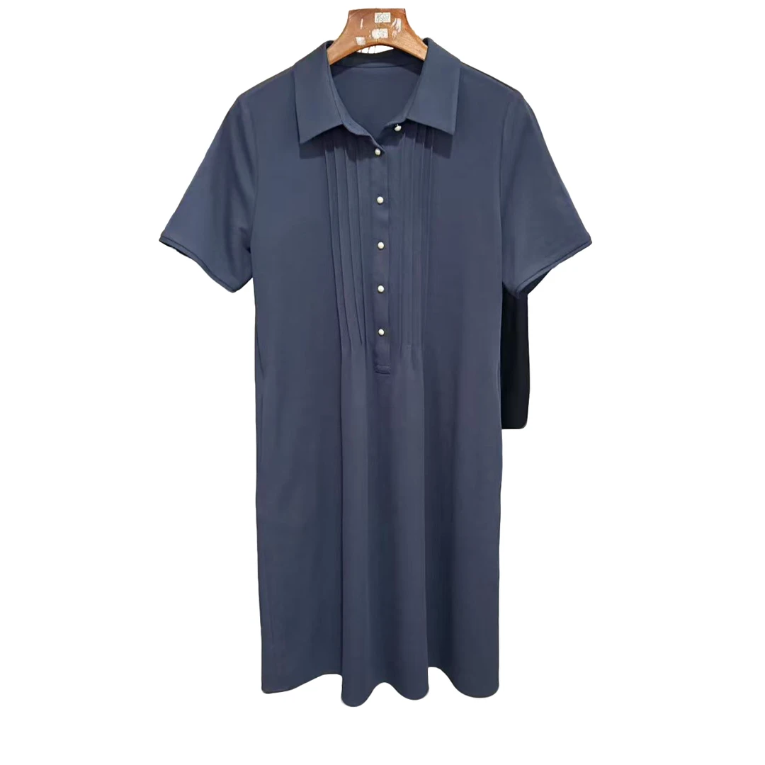 【0125】女款藏青连衣裙时尚休闲夏季翻领夏季