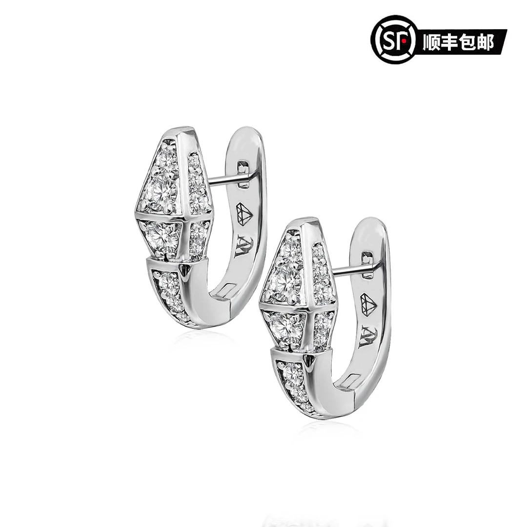 铜合金莫桑石耳饰 WIC莫桑钻S925银针菱形蛇年限定欧美气质耳环