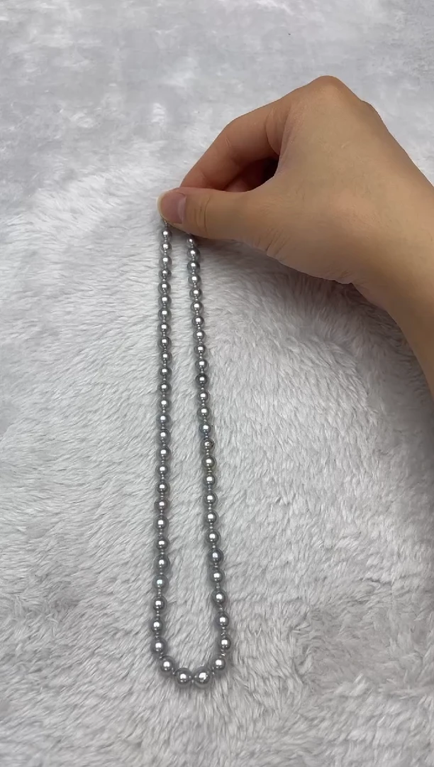 项链银S925镶嵌海水珍珠AK真多麻6.5-7mm