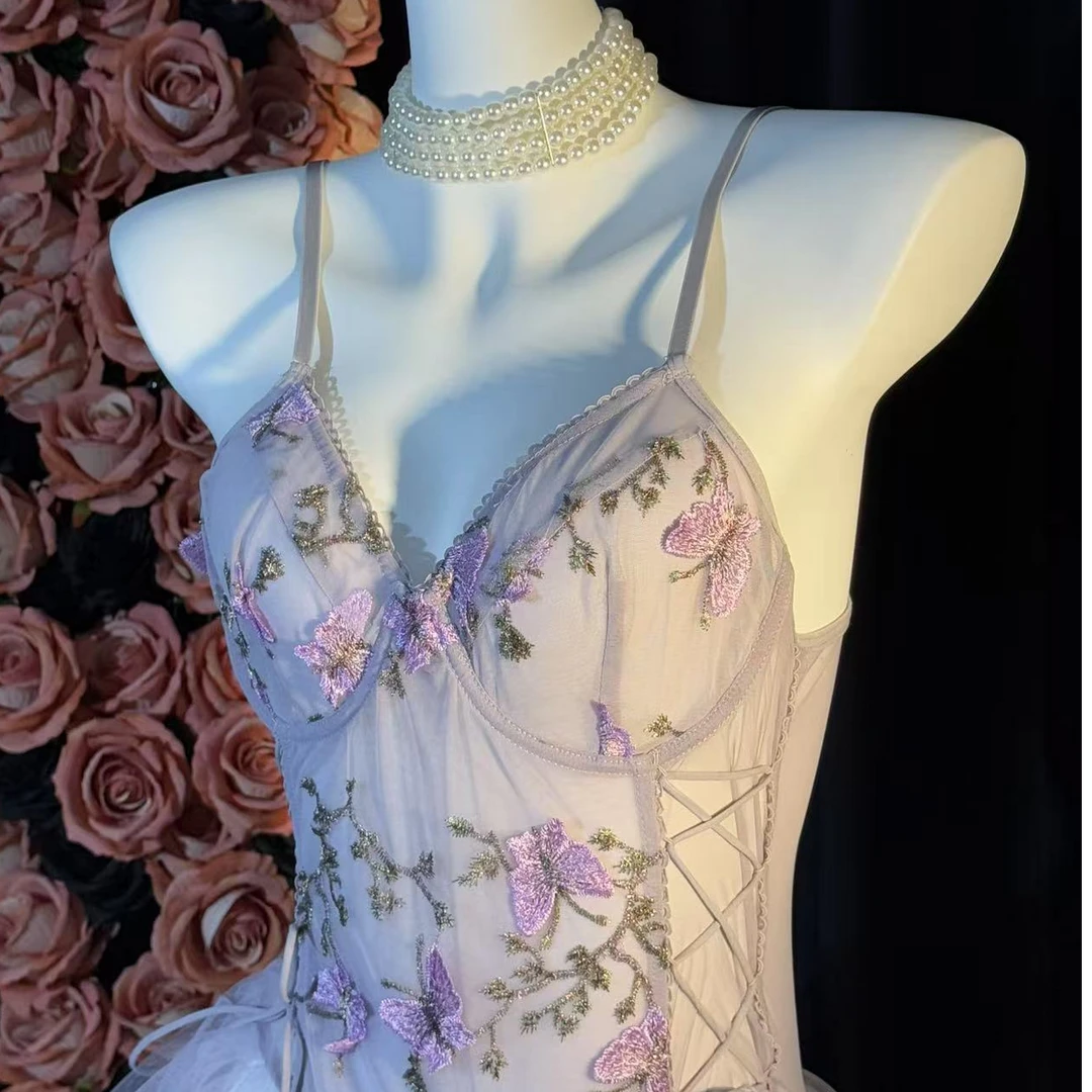 (插翅难逃）80-200斤宫廷水溶蕾丝网纱裙摆连体衣性感纯欲睡裙