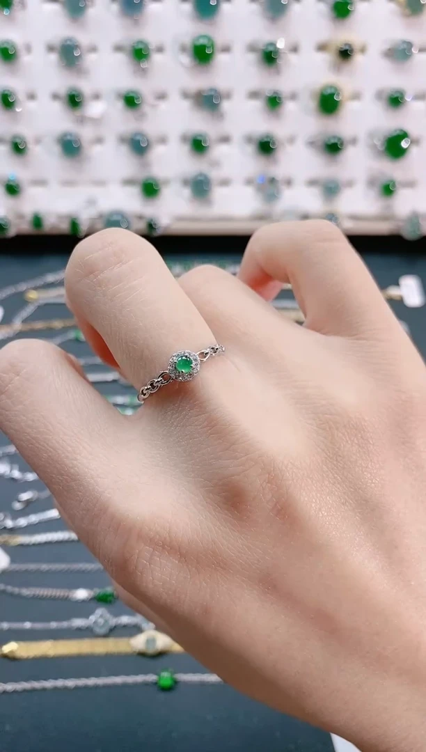 【闪购商品】翡翠戒指银S925镶嵌天然翡翠