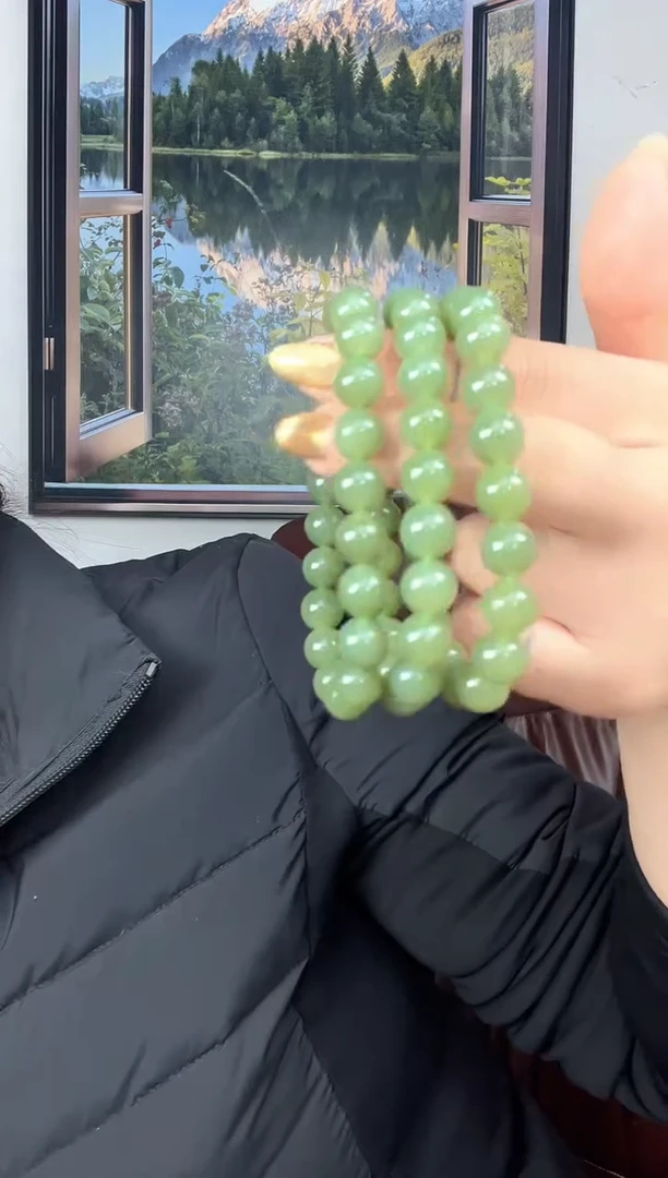 未镶嵌手链和田玉手串多样性发其一湖水绿卡10