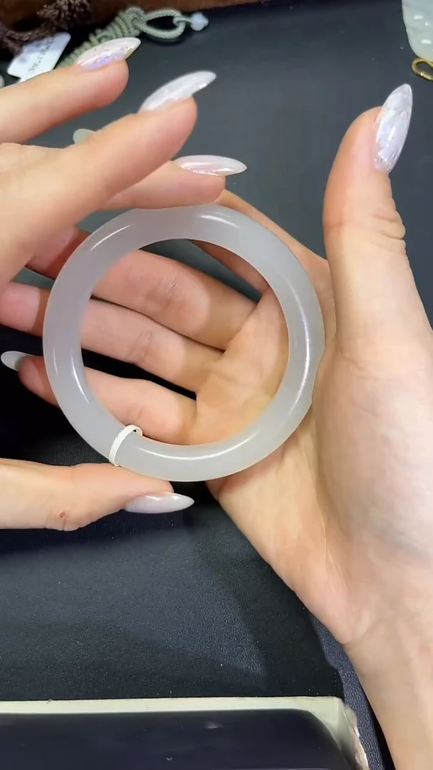 未镶嵌手镯和田玉青海白冰正圈手镯705098#58mm