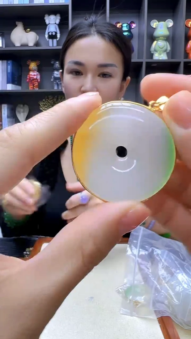 翡翠14K金镶嵌颈饰沉白diy劲饰