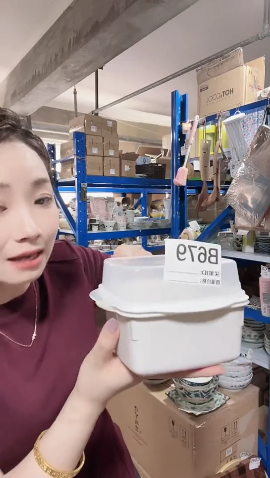 瓷片进口家用百货微波炉加热盒一个B679