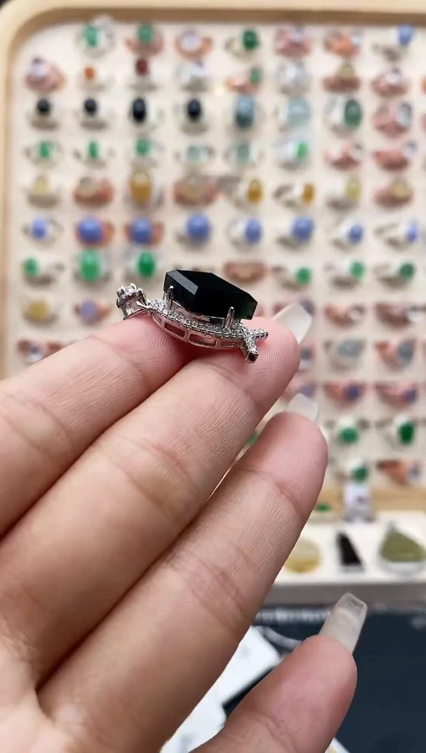 【闪购商品】翡翠颈饰银S925镶嵌缅甸天然A货翡翠111  3+6