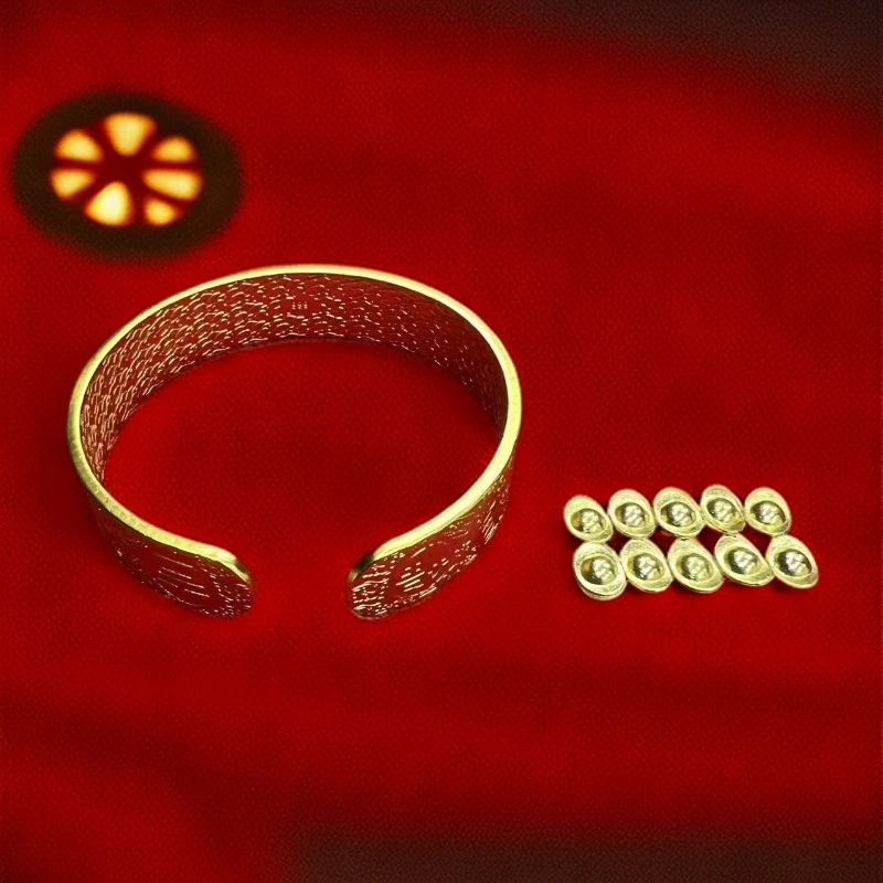 婷姐合金开口吉言手镯+赠10个合金元宝（ZL81250）