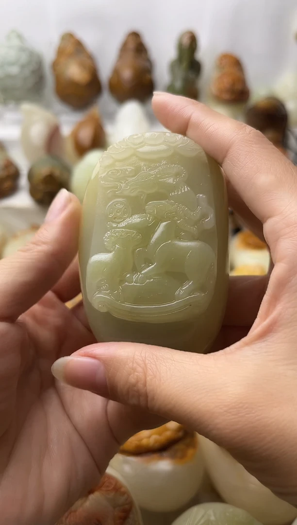 石材方解石棉纹正常不退换三羊开泰