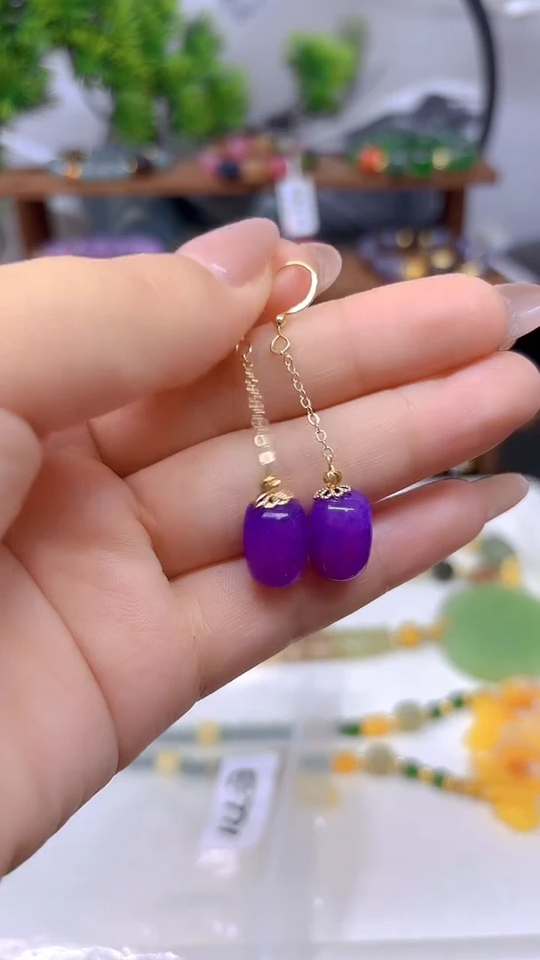 苏纪石（舒俱来）14K金镶嵌耳坠E771