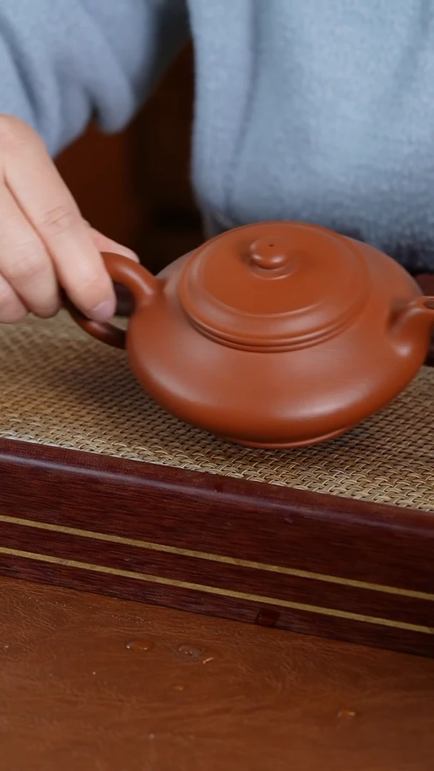 【闪购商品】紫砂茶壶范君华鱼籽朱泥虚扁