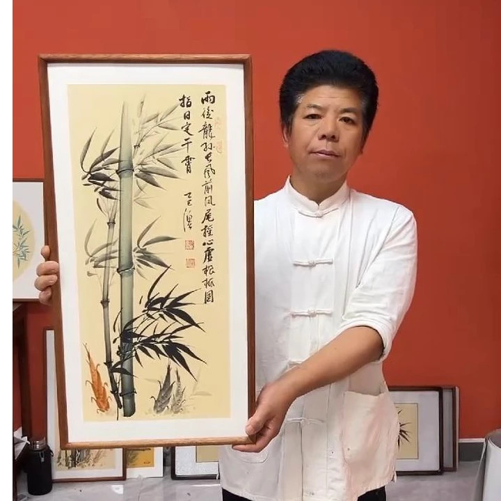 张富民作品/指日定干霄（乌檀木实木框）/古宣/36*70cm左右