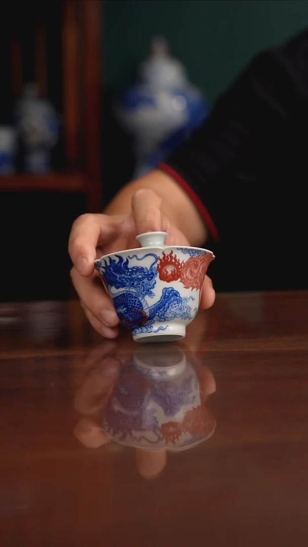 自成柴窑青花釉里红