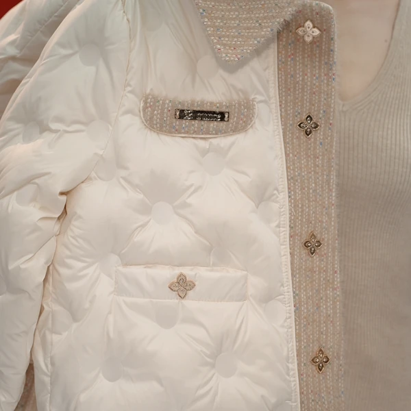 [甄选大朵鸭绒]25年冬绒呢轻暖修身显瘦高级感羽绒服E-9613