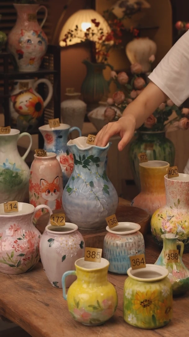 陶瓷377景德镇设计师手作花器摆件侘寂风