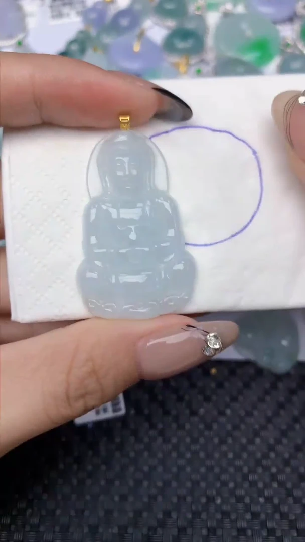 颈饰18K金镶嵌翡翠A货假一赔三支持复检百元以上九元证书费自理