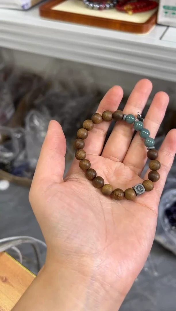 未镶嵌手链翡翠蓝水翡翠慧安红棋设计款手串[1807]