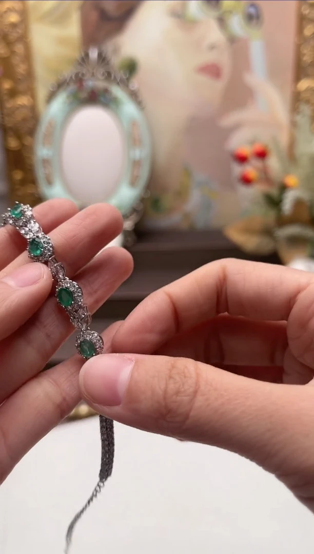 【闪购商品】祖母绿手链银S925镶嵌th6575手链