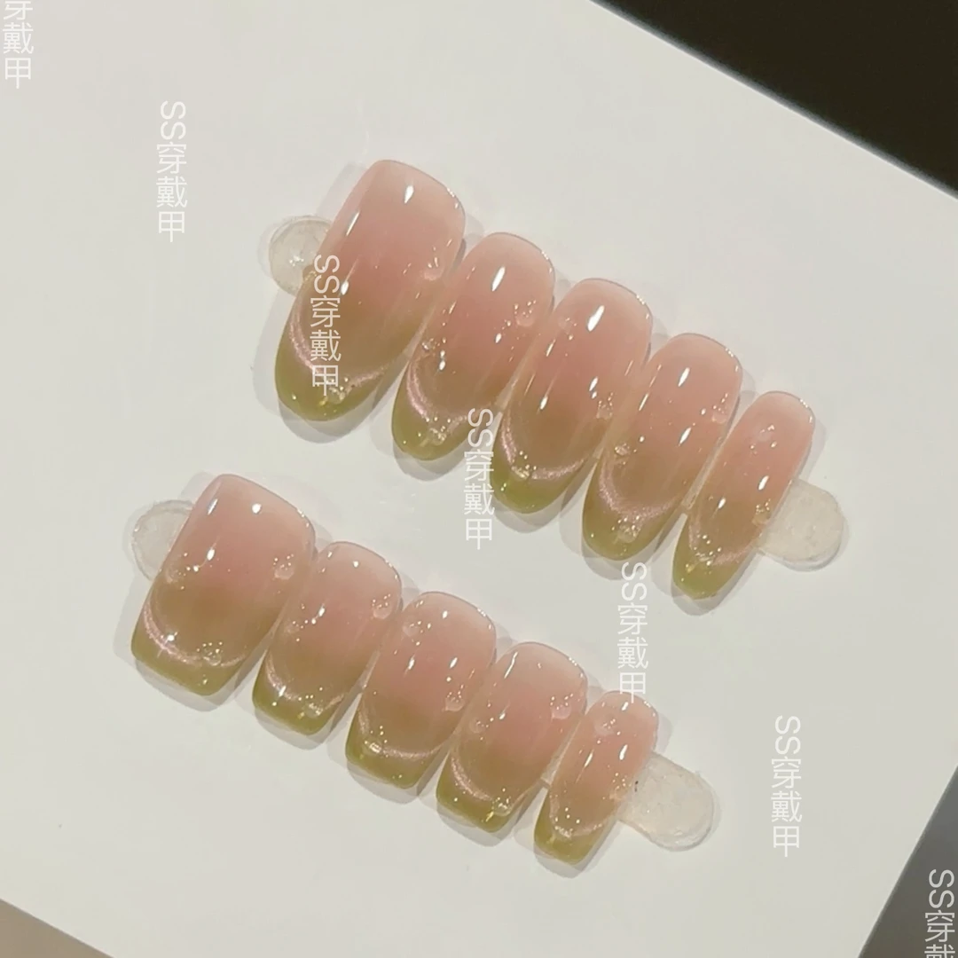 【青提芭乐】手工猫眼穿戴甲美甲贴片可拆卸指甲贴片10片装