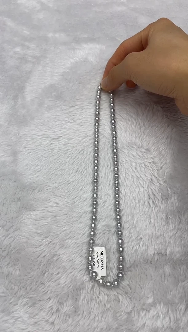 项链银S925镶嵌海水珍珠AK真多麻6-6.5mm