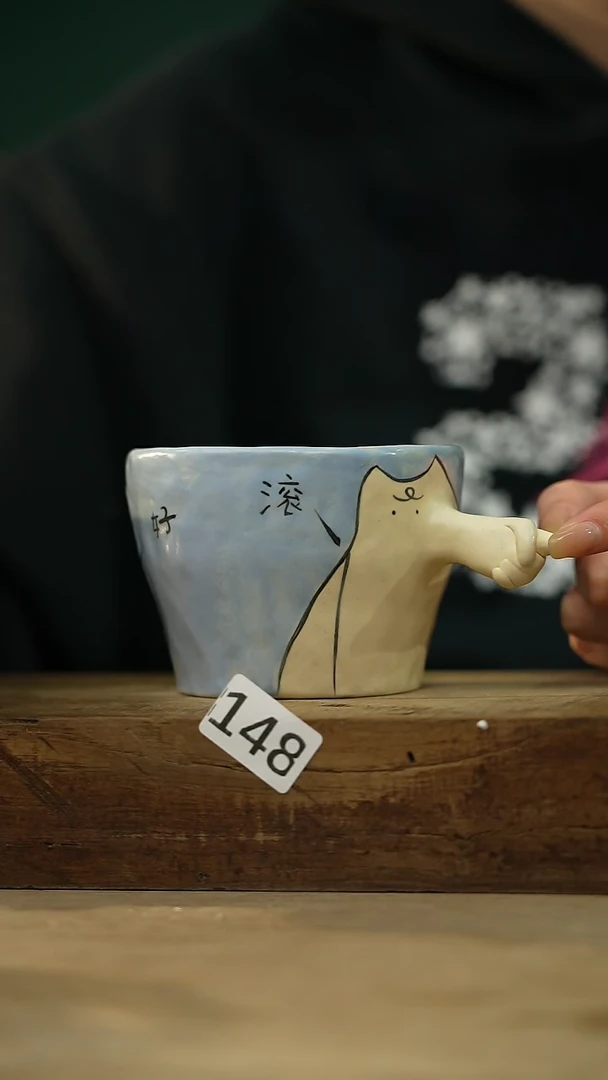 【闪购商品】瓷片新品 设计师手作款 手绘手捏卡通咖啡杯