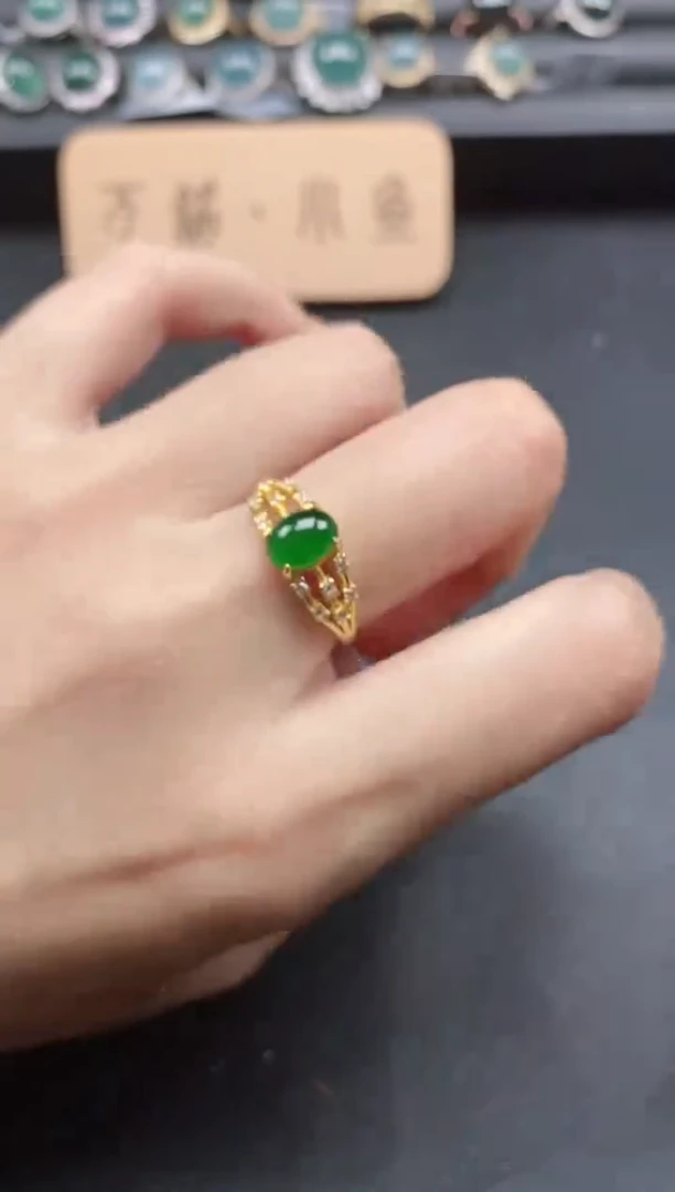 翡翠戒指银S925镶嵌5151-3