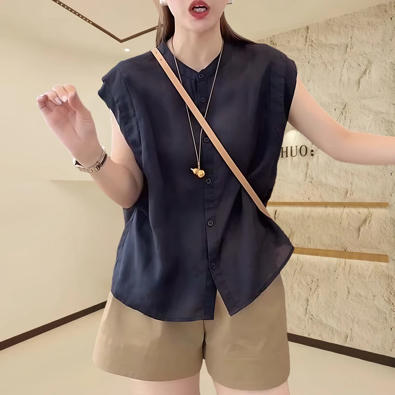 夏季薄款防晒白衬衫女款2025新款薄款韩版宽松百搭时尚漂亮衬衣