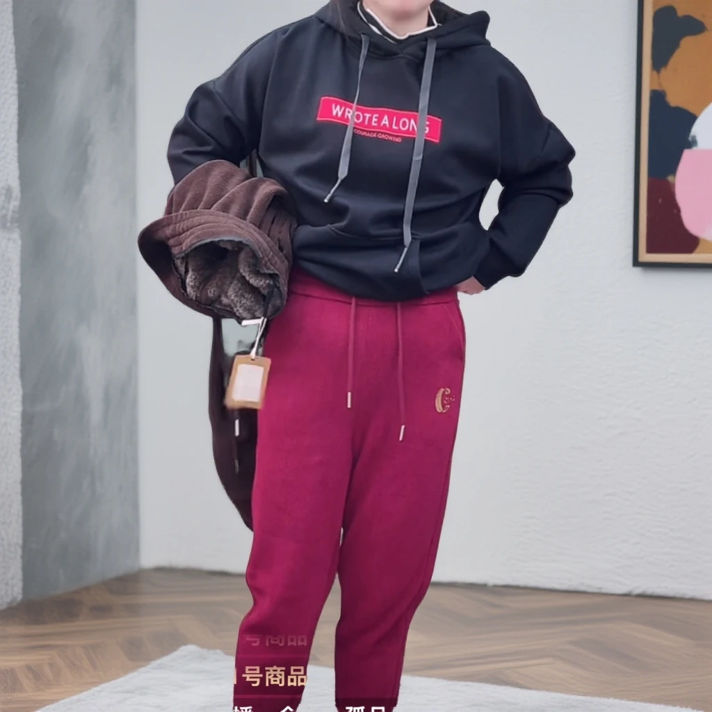 【素境】807加绒加厚直筒裤秋冬季新款高腰烟管裤百搭【裤长95】（1）