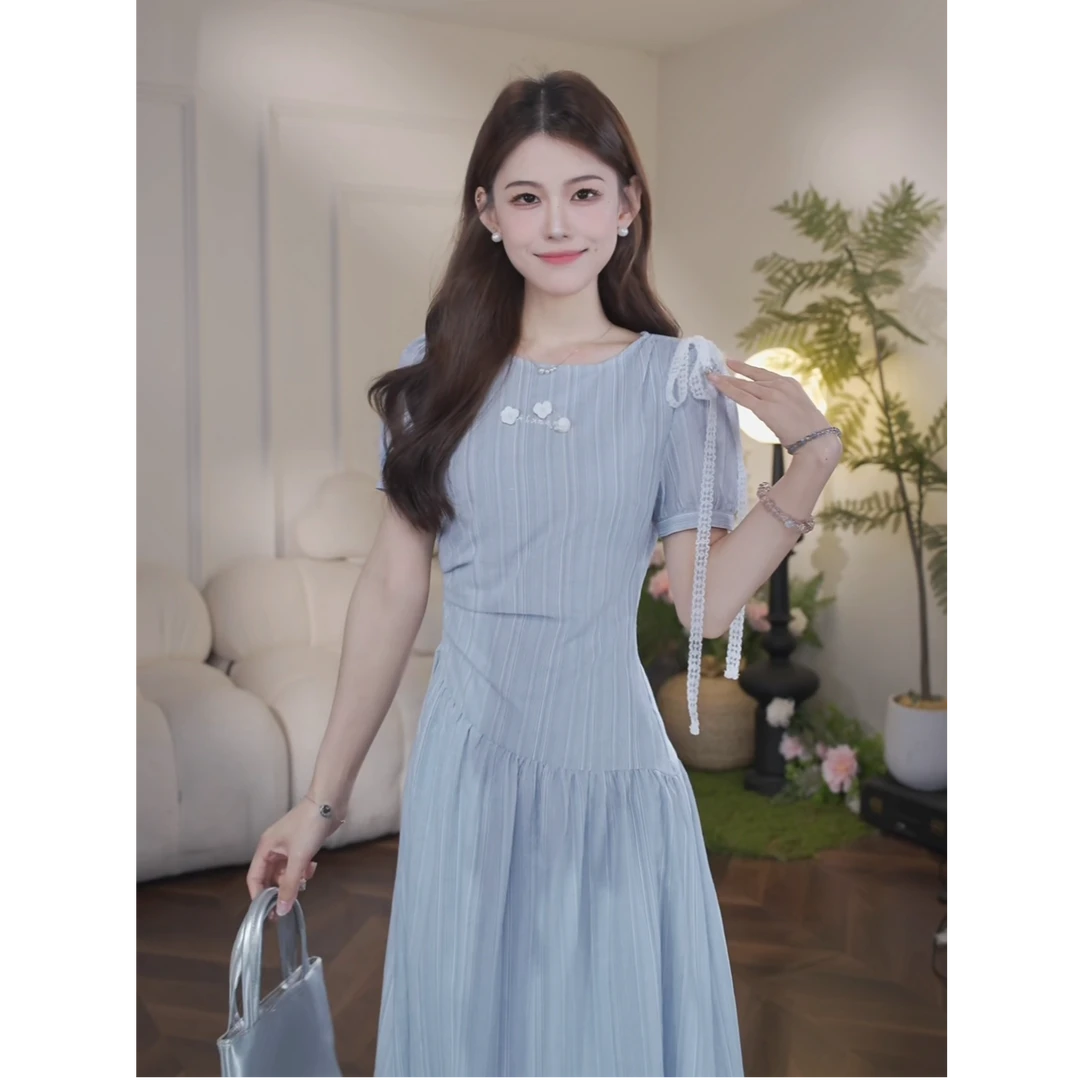 鹿向南【心动赴约】洋气衣服女通勤设计感长款连衣裙夏游出行661785