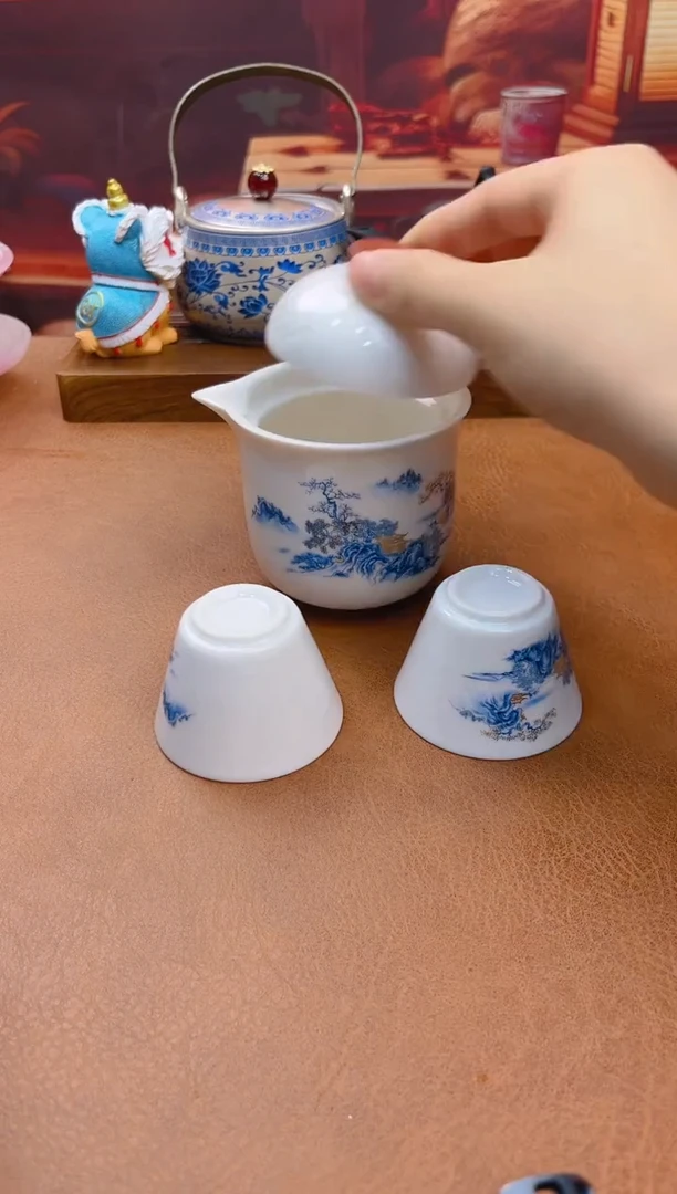 陶瓷茶具摆件旅行套组
