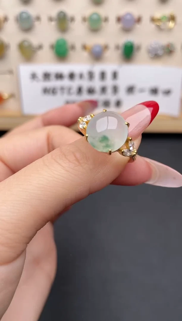 【闪购商品】翡翠戒指银S925镶嵌一物一证一礼盒