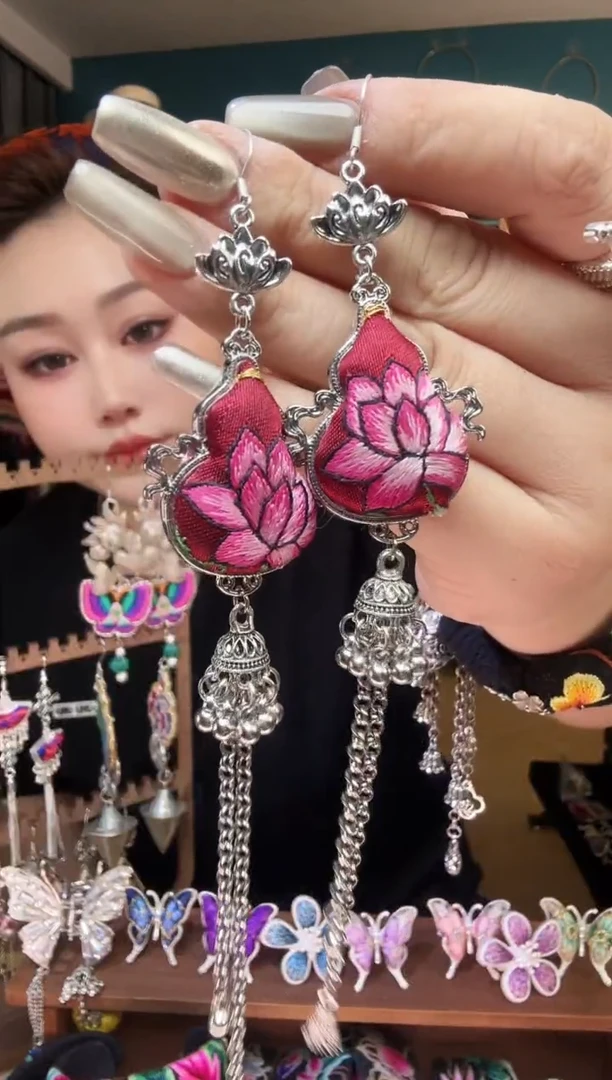 刺绣纯手工民族风刺绣耳环