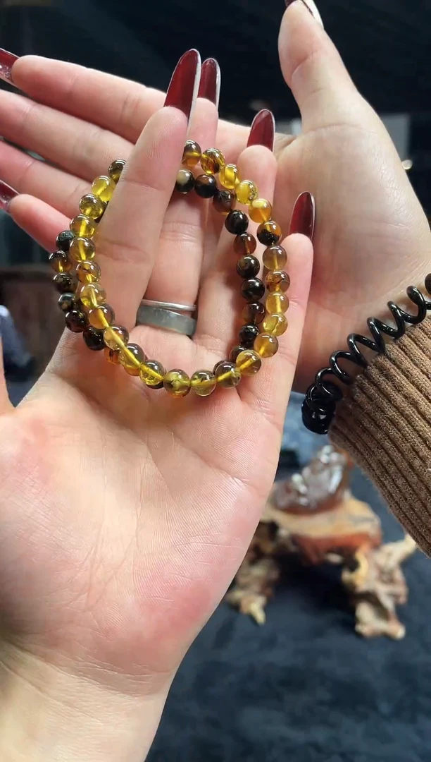 琥珀颈饰未镶嵌缅甸琥珀福利手串