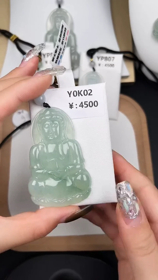 颈饰未镶嵌翡翠Y0K02冰绿超大观音