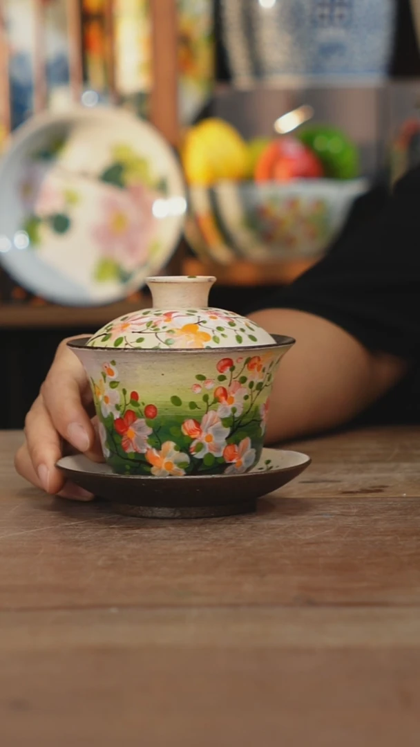 瓷片【简家甄选】景德镇设计师手绘陶瓷茶叶罐