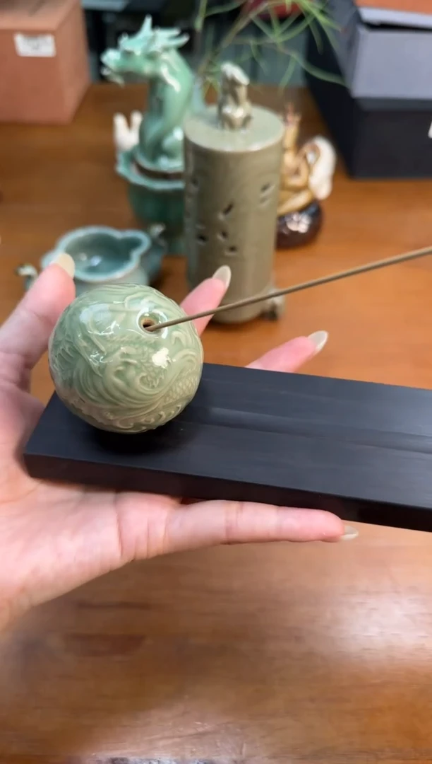杯瓷陈德康 龙珠引月 香插