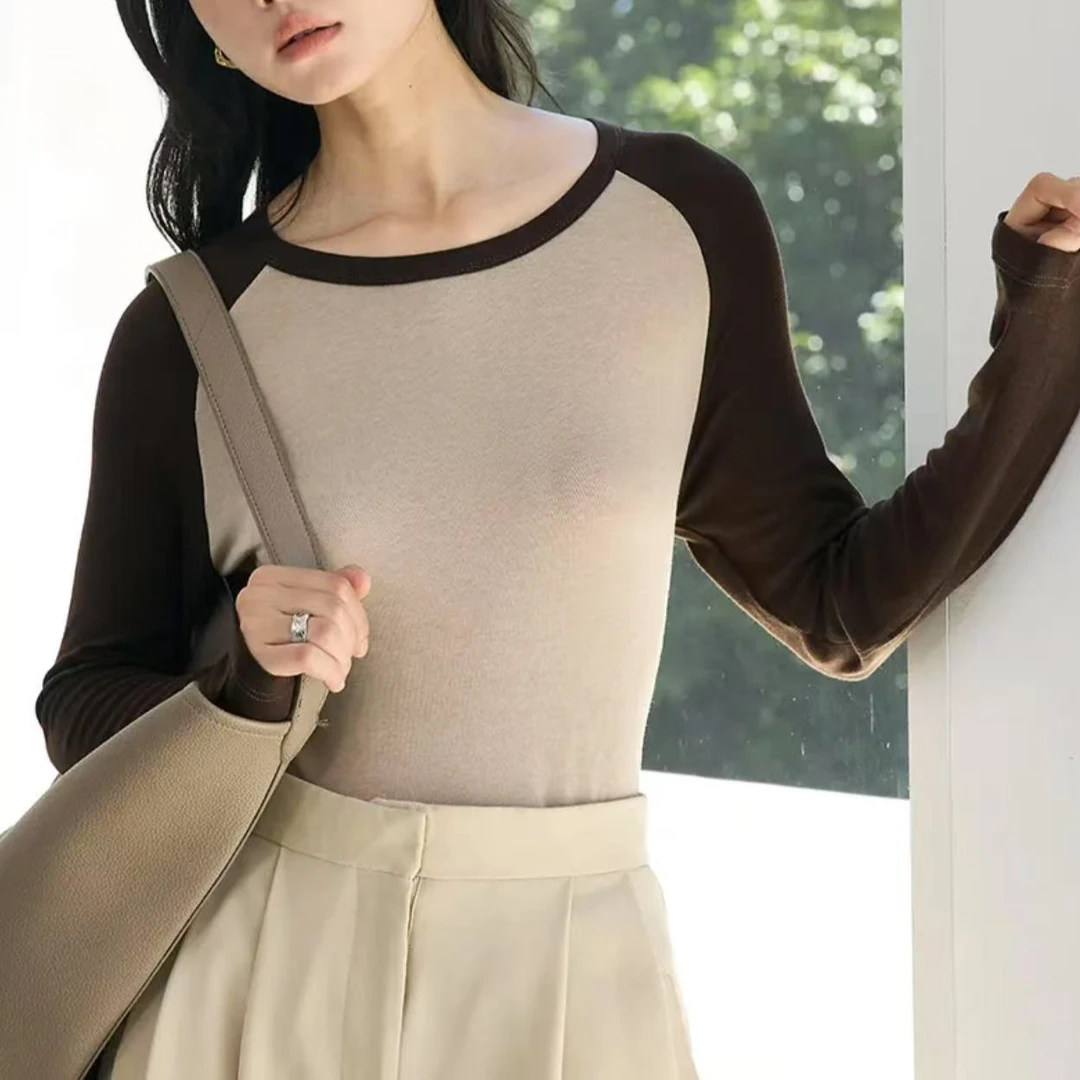 天丝醋酸内穿插肩袖圆领百搭针织打底衫9938