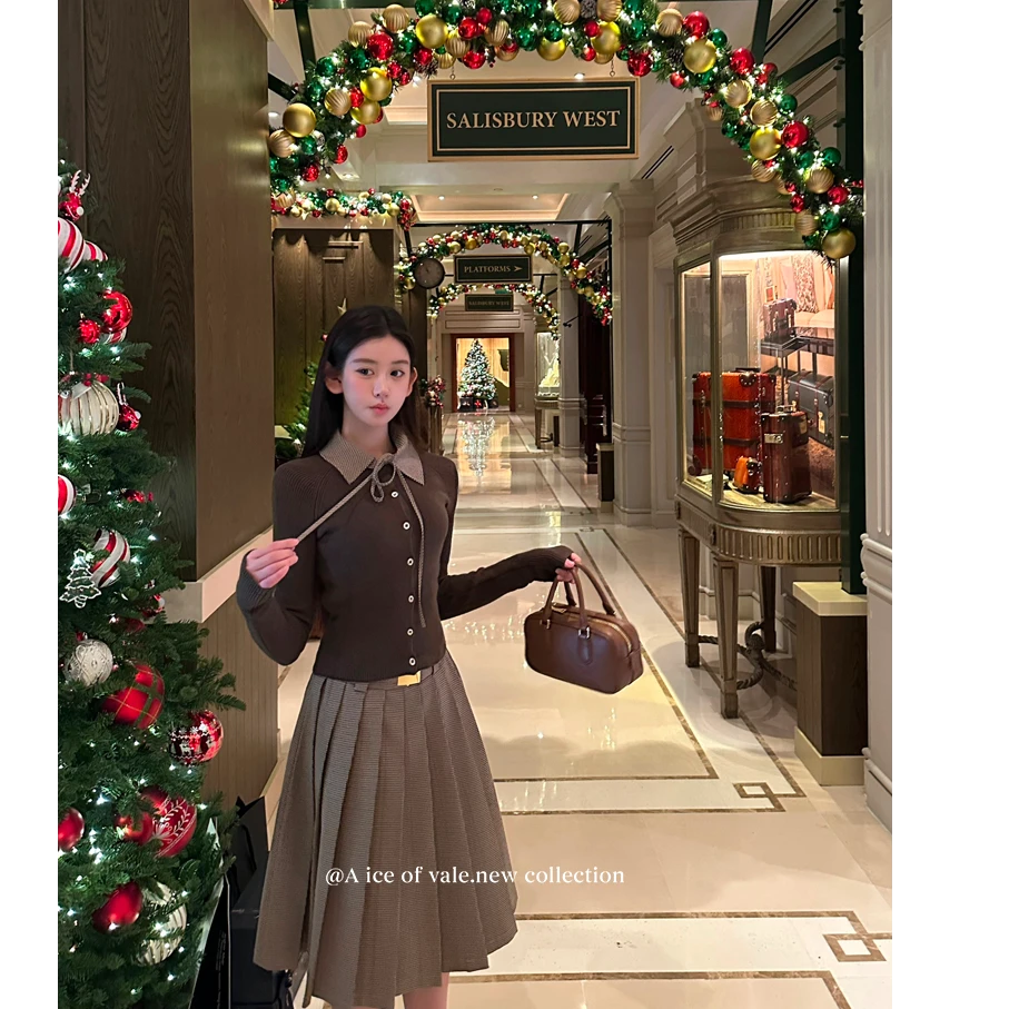 A ice of vale 【清仓】千奈凉子 学院风千鸟格子半身裙 Q41246951