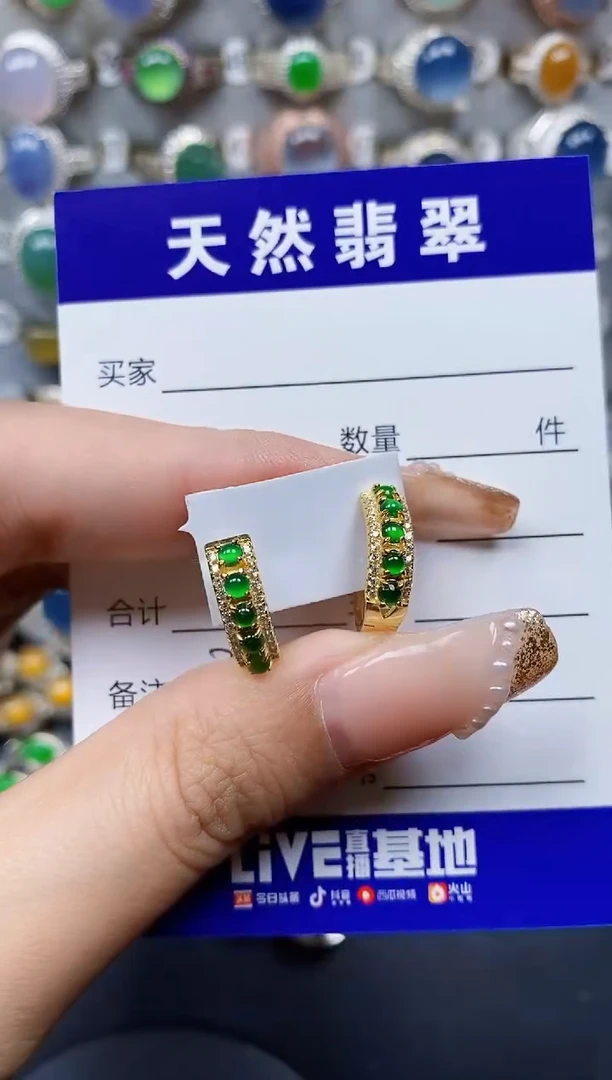翡翠银S925镶嵌耳饰205