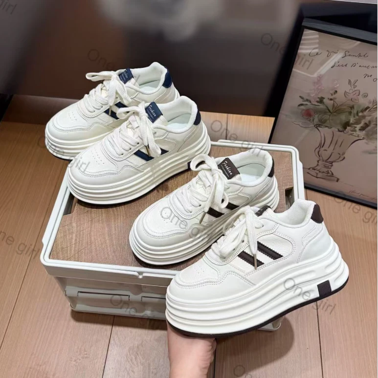 【组合】厚底面包鞋2025夏季新款增高时尚潮流休闲透气小白鞋