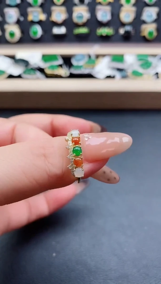 银S925镶嵌戒指翡翠1