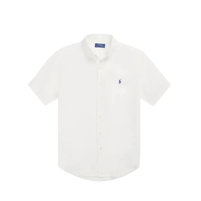 POLO RALPH LAUREN拉夫劳伦男士白色亚麻短袖衬衫710966293002