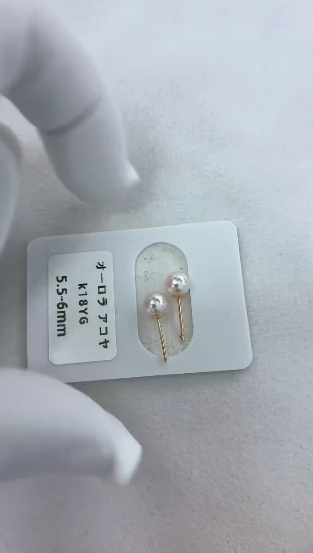 18K金镶嵌耳饰海水珍珠5.5-6素钉