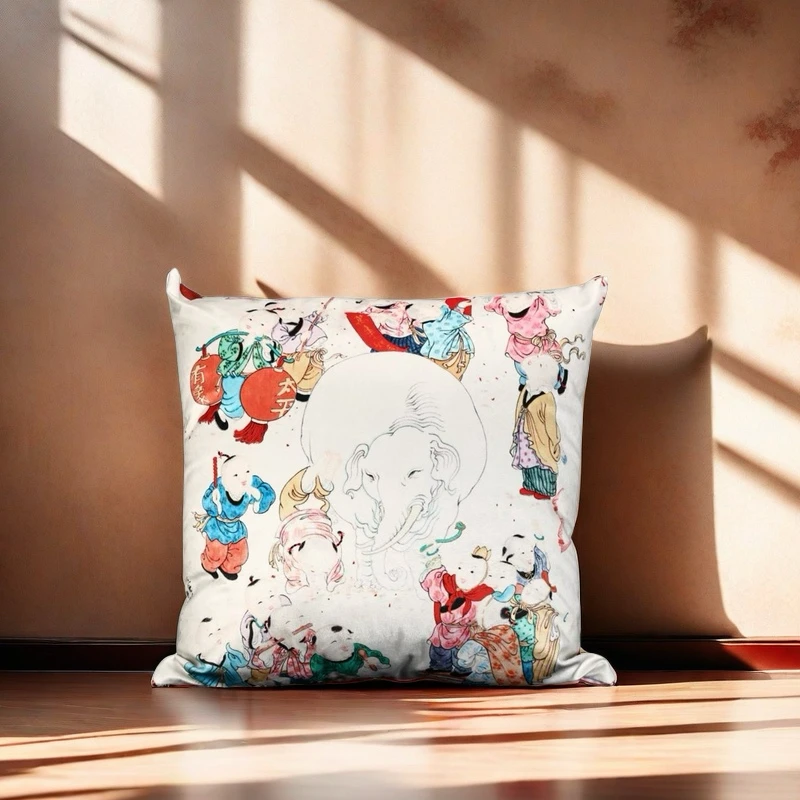 解物文创国潮风轻奢高档沙发靠垫抱枕客厅卧室家居靠枕太平有象√
